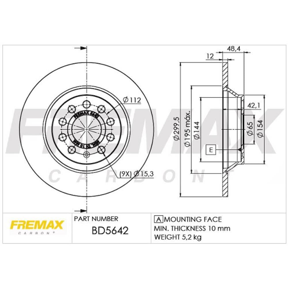 Disco Fremax BD5642 Caixa com 2 Audi A3/Q3/A3 Sedan, VW Golf/Passat/Tiguan/Jetta