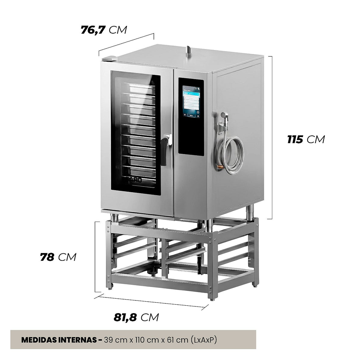 Forno Combinado Saro FTC11 11 GNs Inox Touch Screen Trifásico