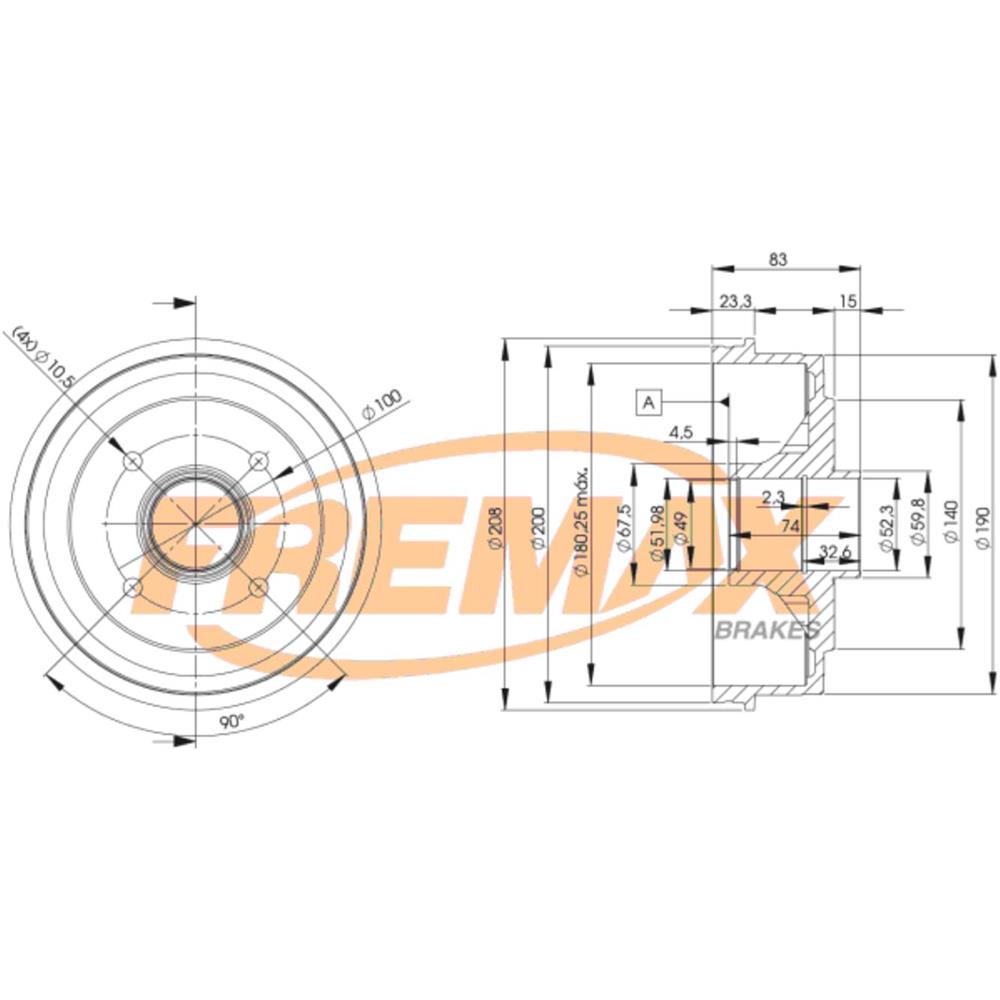 Tambor de Freio Traseiro Fremax BD3030 Renault Clio/Logan/Symbol/R19/Twingo
