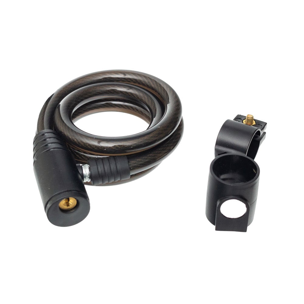 Cadeado aço 12mm x 1000mm preto com suporte com 2 chaves – foto 2