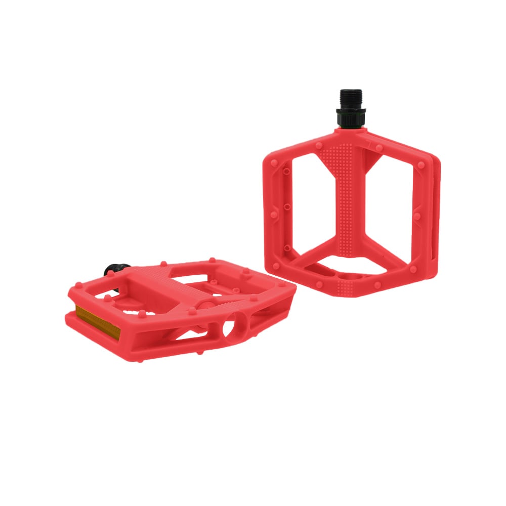 Pedal 9/16 plataforma nylon rider vermelho com bucha du – foto 2