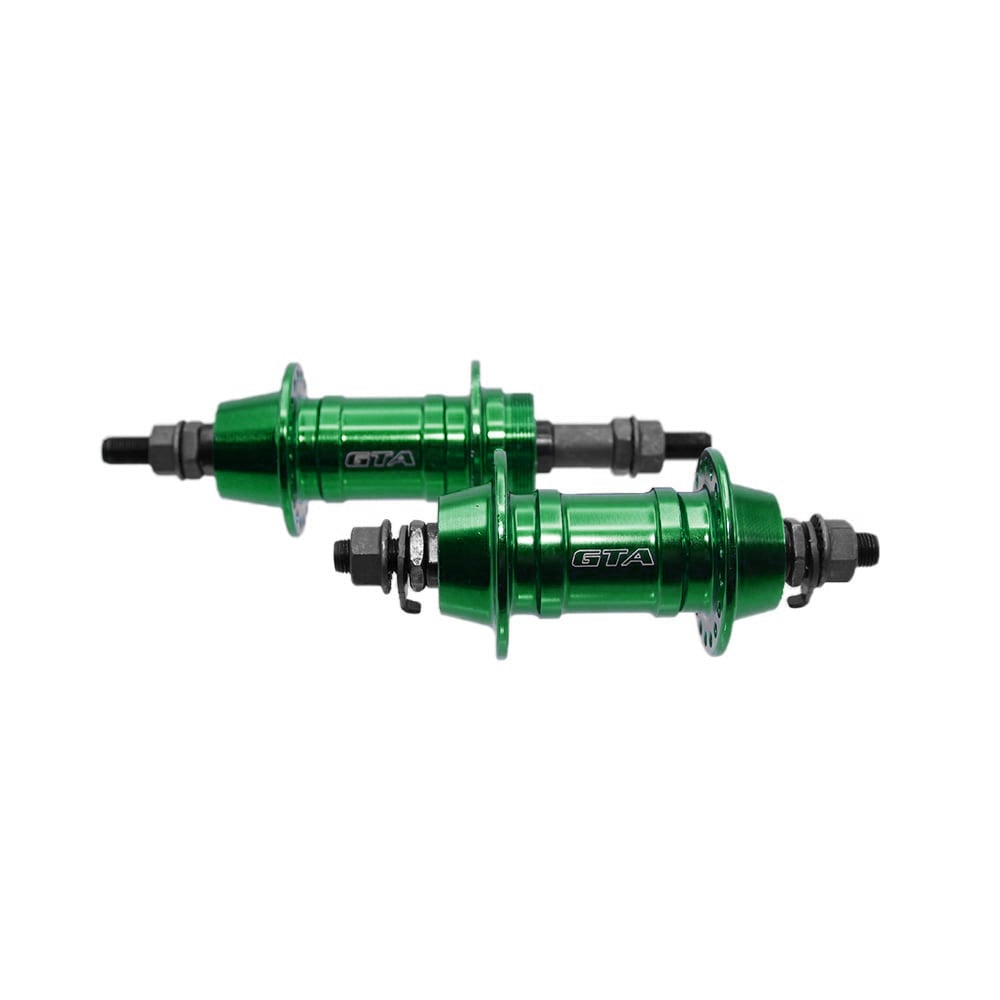 CUBO ALUMINIO PAR colorido VERDE COM ROLAMENTO E ESPAÇADOR 36 FUROS PARA FREIO VBRAKE