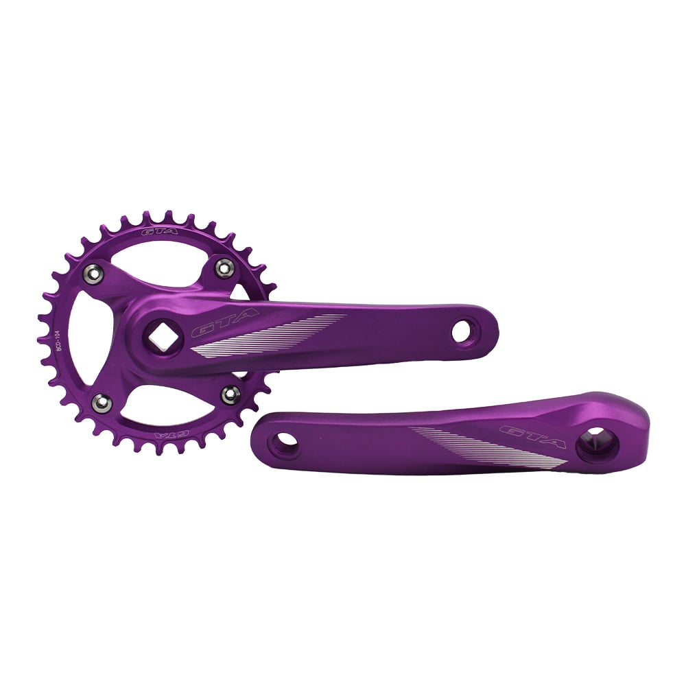 Pedivela single ponta quadrada roxo com braço 170mm em alumínio e coroa 34 dentes