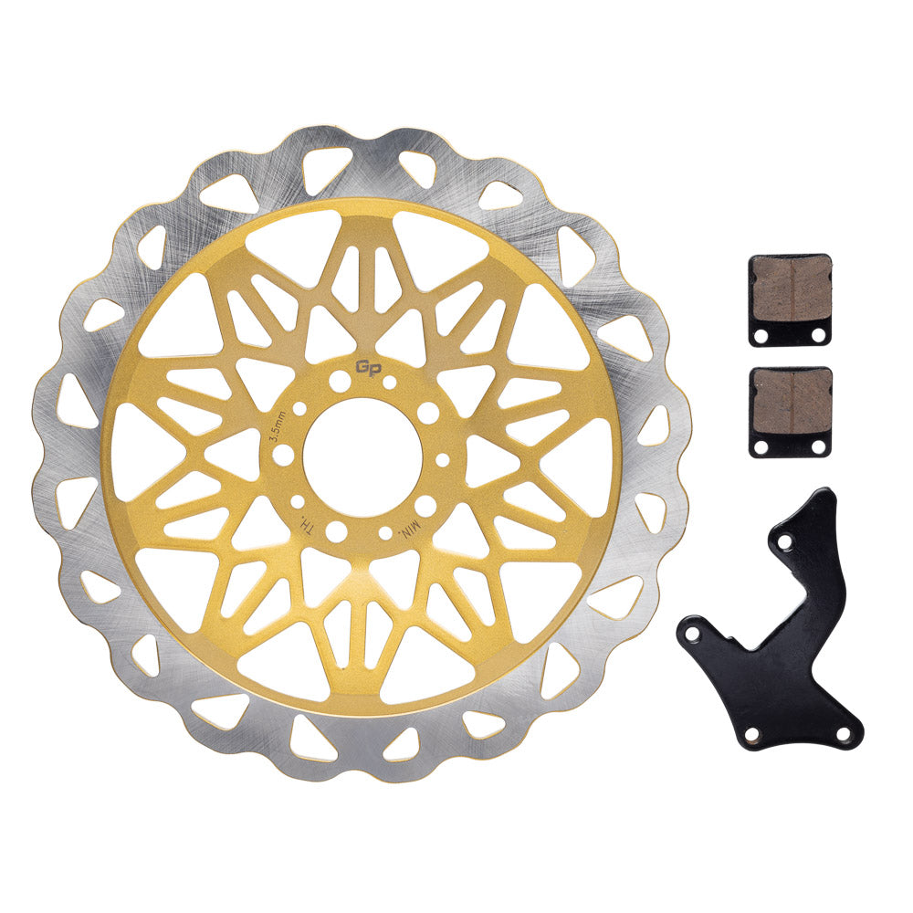 Disco com Pastilha de Freio Dianteiro GP7 CG 150 2004/2008 320mm Dourado – foto 1