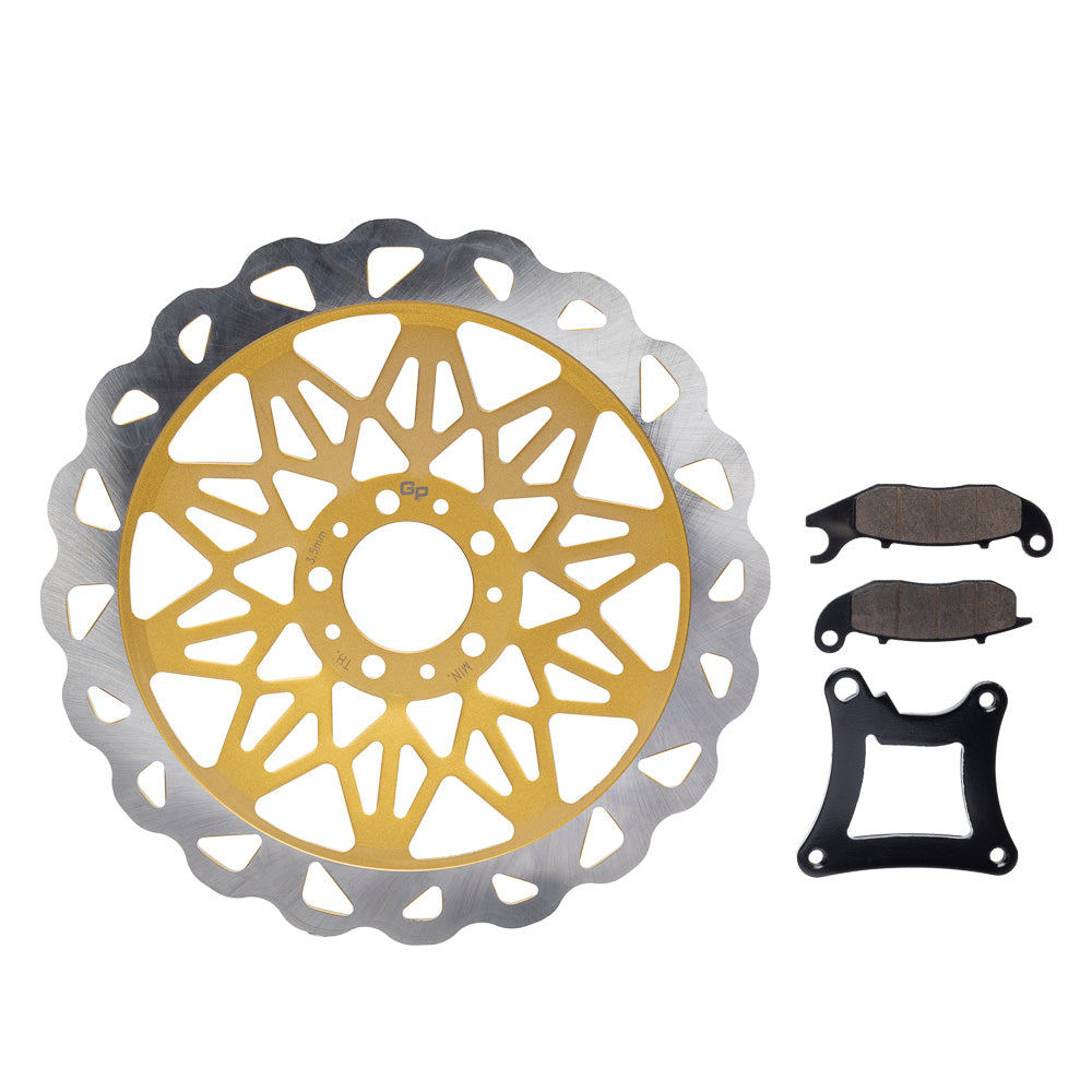 Disco com Pastilha de Freio Dianteiro GP7 CG 150 2009/2015 320mm Dourado – foto 1