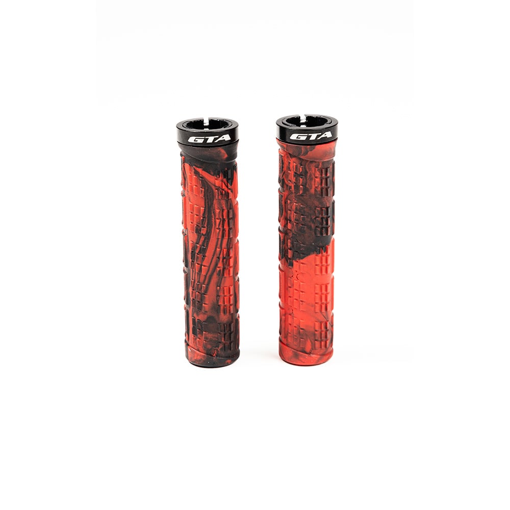 MANOPLAS 135MM PRETO E VERMELHO COM TRAVA par