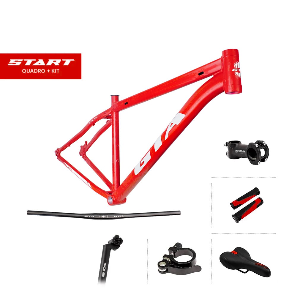 Quadro 29 alumínio gta start tamanho 19 vermelho (novo design) com cabeamento interno acompanha kit
