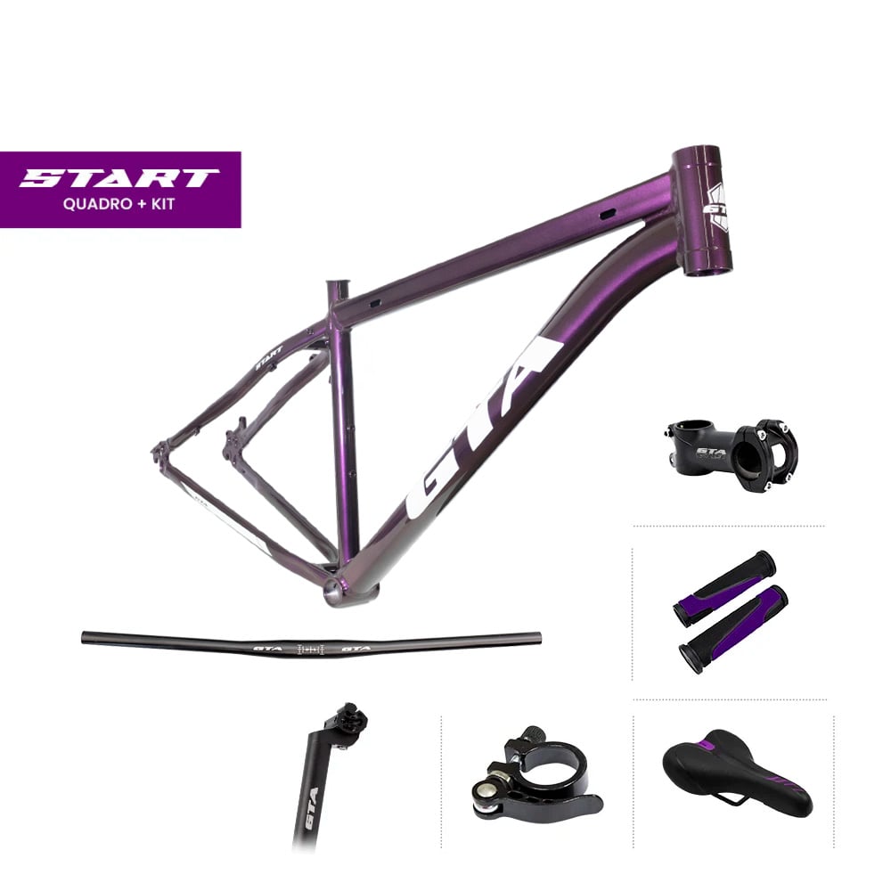 Quadro 29 alumínio gta start tamanho 15.5 roxo com cabeamento interno acompanha kit