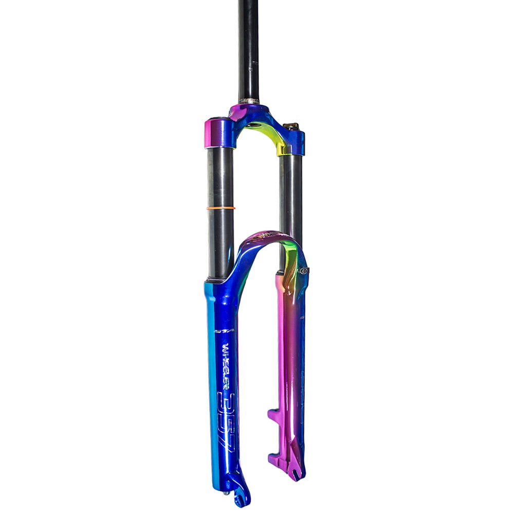 SUSPENSÃO 26 ALUMÍNIO 150MM CANELA GROSSA (AÇO) COR CAMALEÃO 42MM AHEADSET 28.6MM COM CURSO DE 150MM MODELO WHEELER