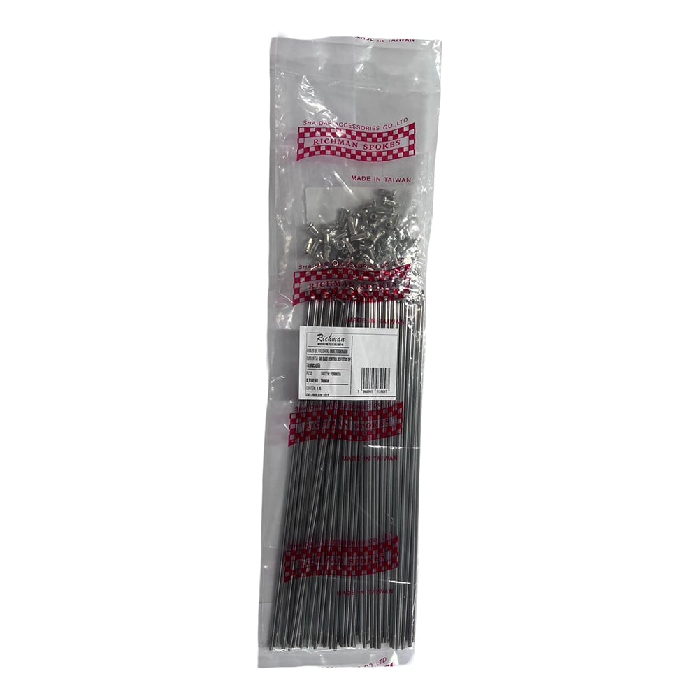 Raio inox polido 2.5 x 255 com niple latão 72 unidades