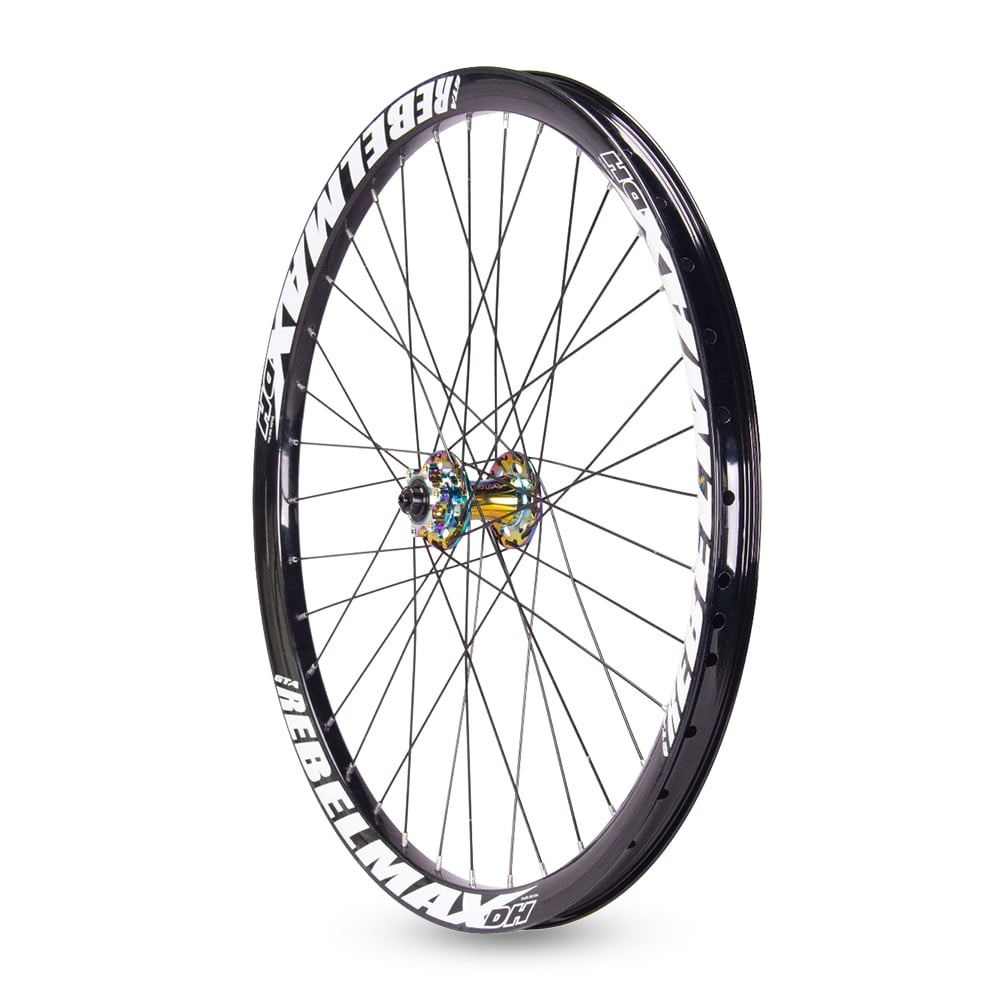 Roda montada (par) aro 26 gta rebelmax preto com cubo barulhento camaleão freeride freio a disco – foto 4