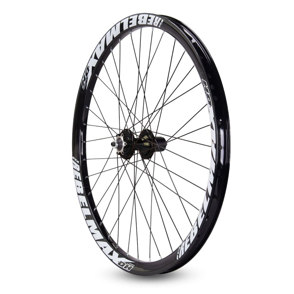 Roda montada (par) aro 26 gta rebelmax preto com cubo barulhento preto freeride freio a disco – foto 3