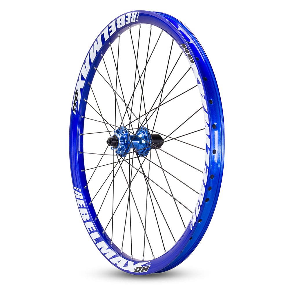 Roda montada (par) aro 26 gta rebelmax azul com cubo barulhento azul freeride freio a disco – foto 3
