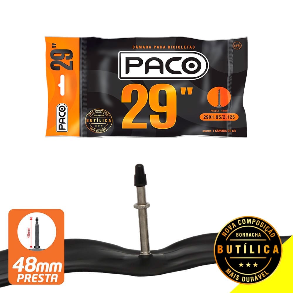 Câmara 29x1.95/2.125 borracha butílica válvula presta 48mm