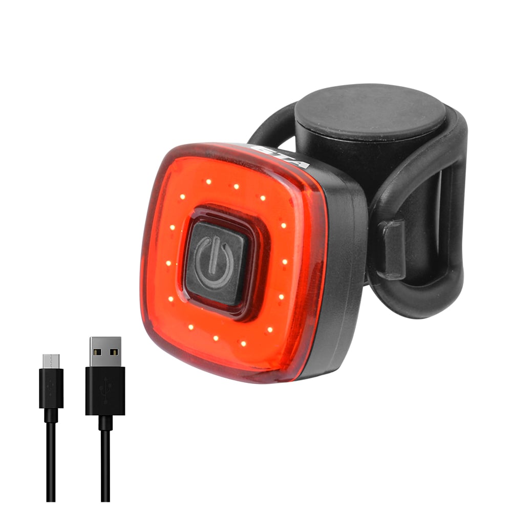 Sinalizador traseiro vermelho 30 lumens quadrado recarregavel usb