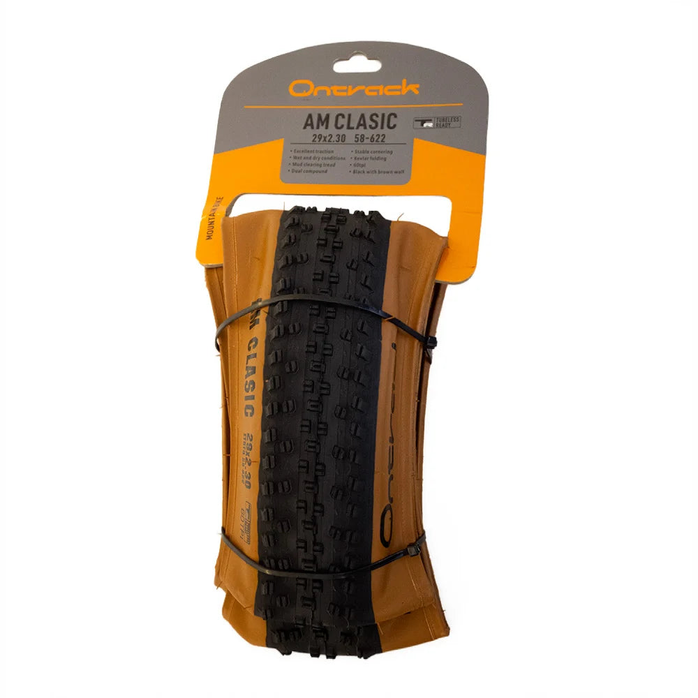 Pneu 29 x 2.30 tubeless 60tpi modelo clasic preto com faixa marrom kevlar – foto 2