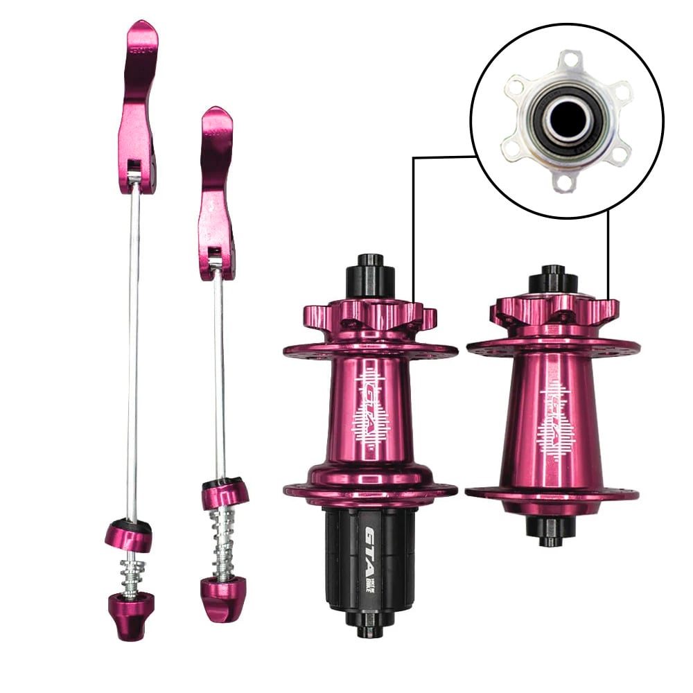 Cubo barulhento aluminio par com rolamento pink para cassetes de 8 a 12 velocidades com blocagem freehub 6 paws (barulhento)