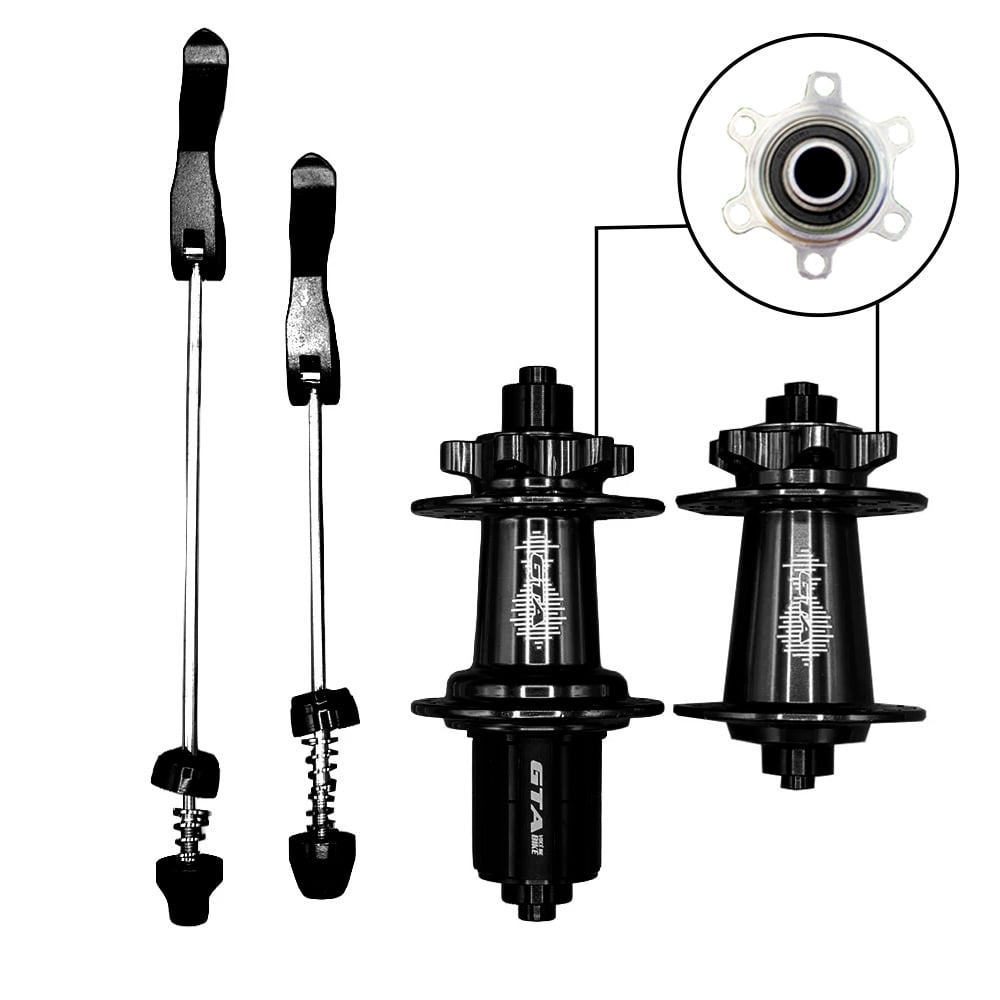 Cubo barulhento aluminio par com rolamento preto para cassetes de 8 a 12 velocidades com blocagem freehub 6 paws (barulhento)