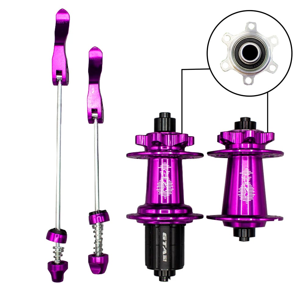 Cubo barulhento aluminio par com rolamento roxo para cassetes de 8 a 12 velocidades com blocagem freehub 6 paws (barulhento)