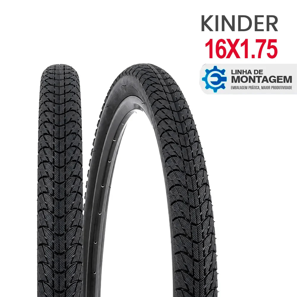Pneu 16 x 1.75 kinder preto - Embalagem Linha de Montagem