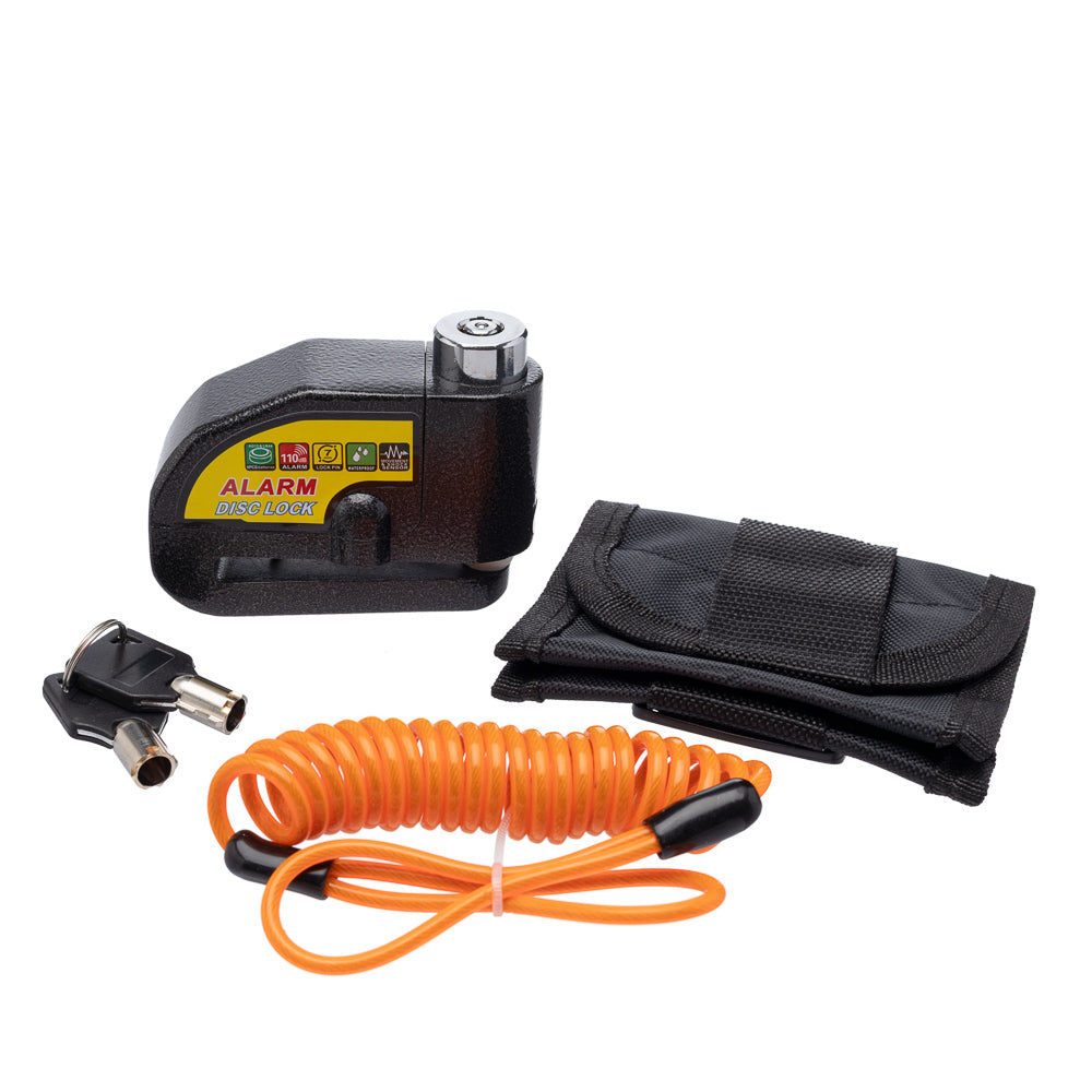 Trava de Disco Lokk Security Anti-Furto com Alarme e Cabo Lembrete - Case para Transporte - Amarelo - Pino 7mm