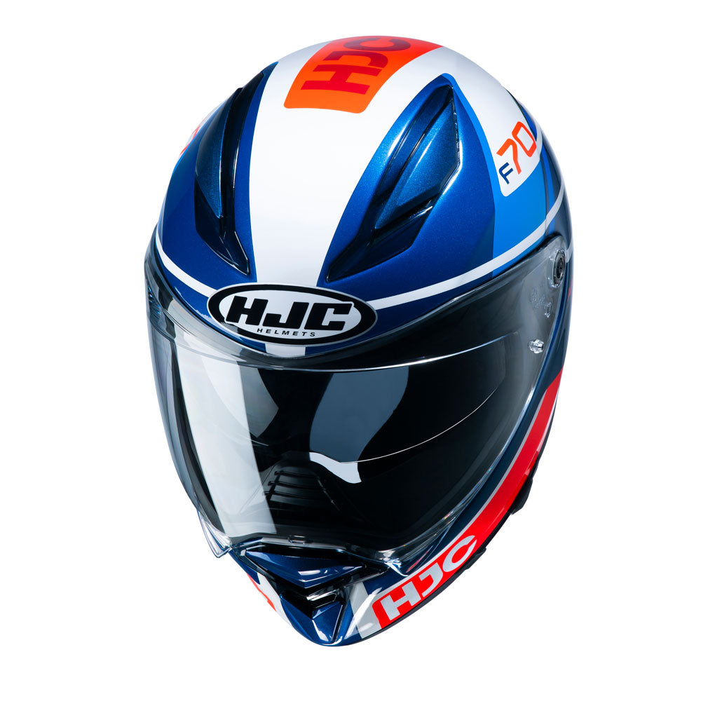 Capacete HJC F70 Tino Azul Branco e Laranja – foto 2