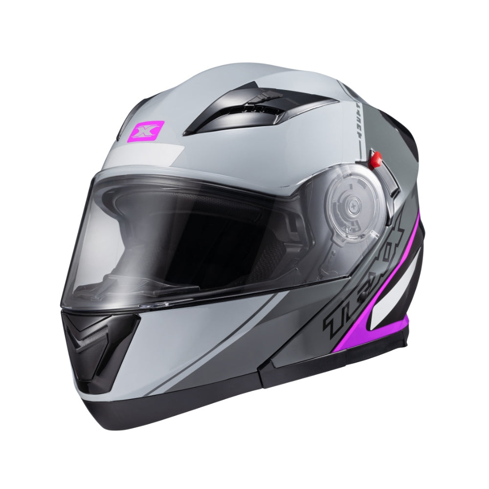 Capacete Texx Escamoteável Gladiator V3 Makan Cinza Rosa Brilho – foto 7