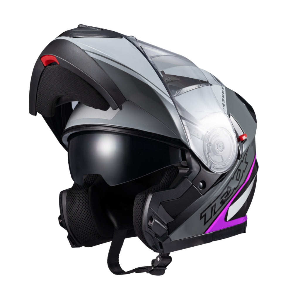 Capacete Texx Escamoteável Gladiator V3 Makan Cinza Rosa Brilho – foto 9