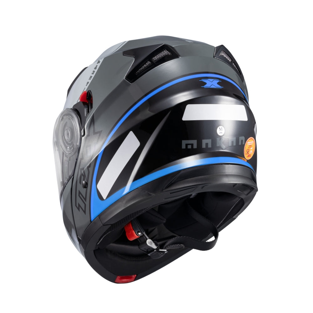 Capacete Texx Escamoteável Gladiator V3 Makan Cinza Azul Brilho – foto 4