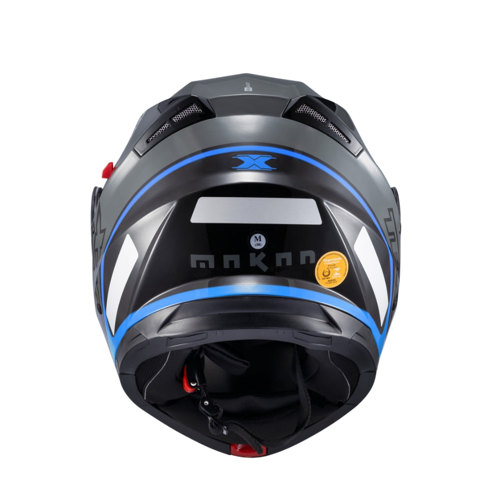 Capacete Texx Escamoteável Gladiator V3 Makan Cinza Azul Brilho – foto 5