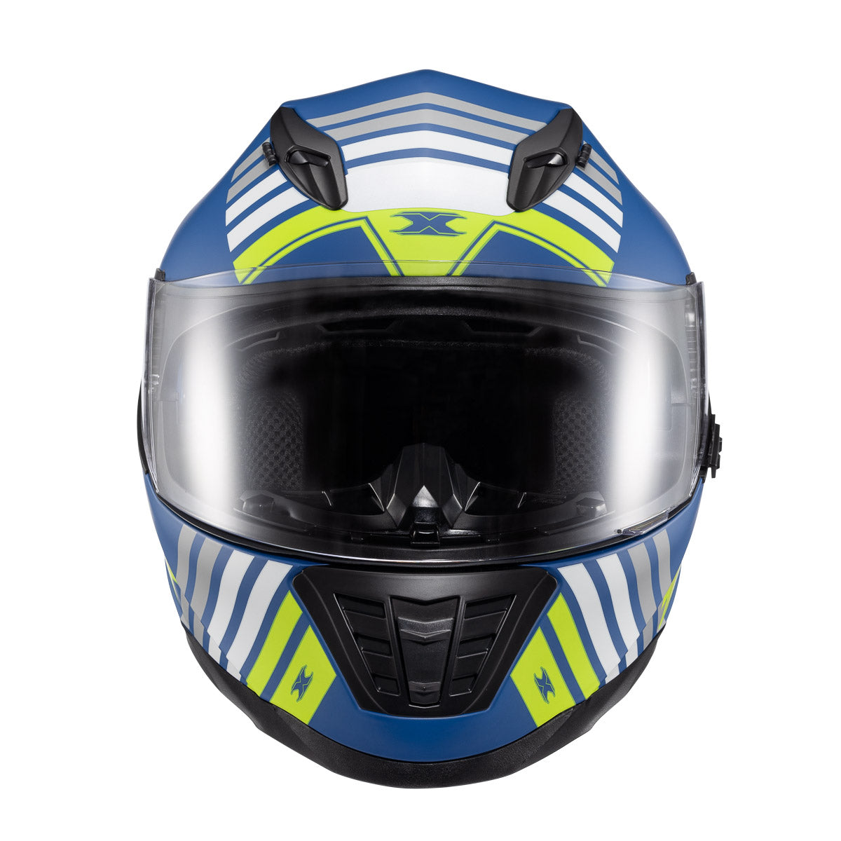 Capacete Texx Fechado Wing Grid Azul Verde Branco – foto 1
