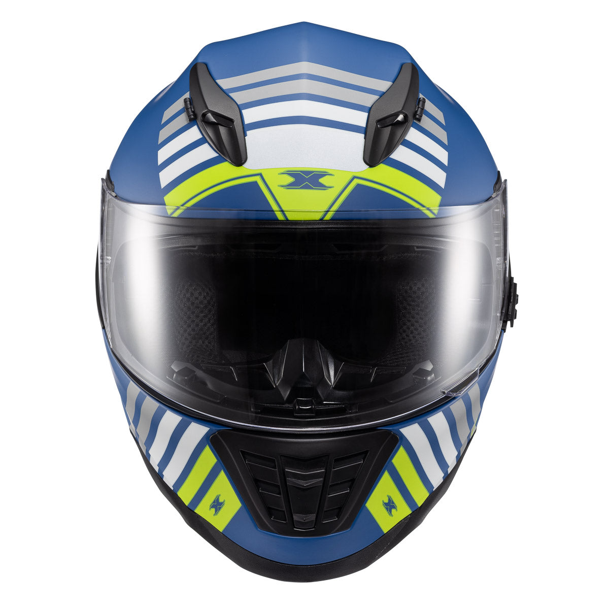 Capacete Texx Fechado Wing Grid Azul Verde Branco – foto 2