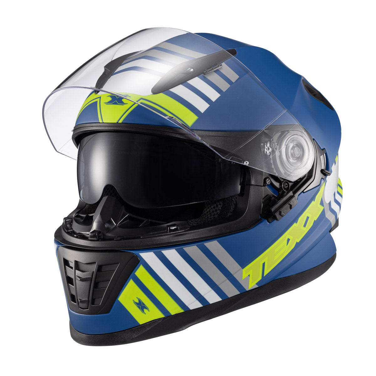 Capacete Texx Fechado Wing Grid Azul Verde Branco – foto 6