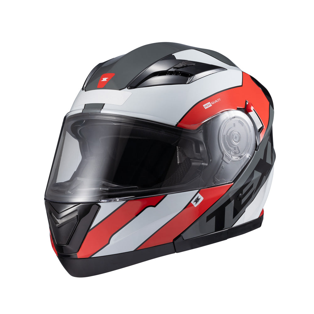 Capacete Texx Escamoteável Gladiator V3 Reisen Vermelho Branco Brilho – foto 7