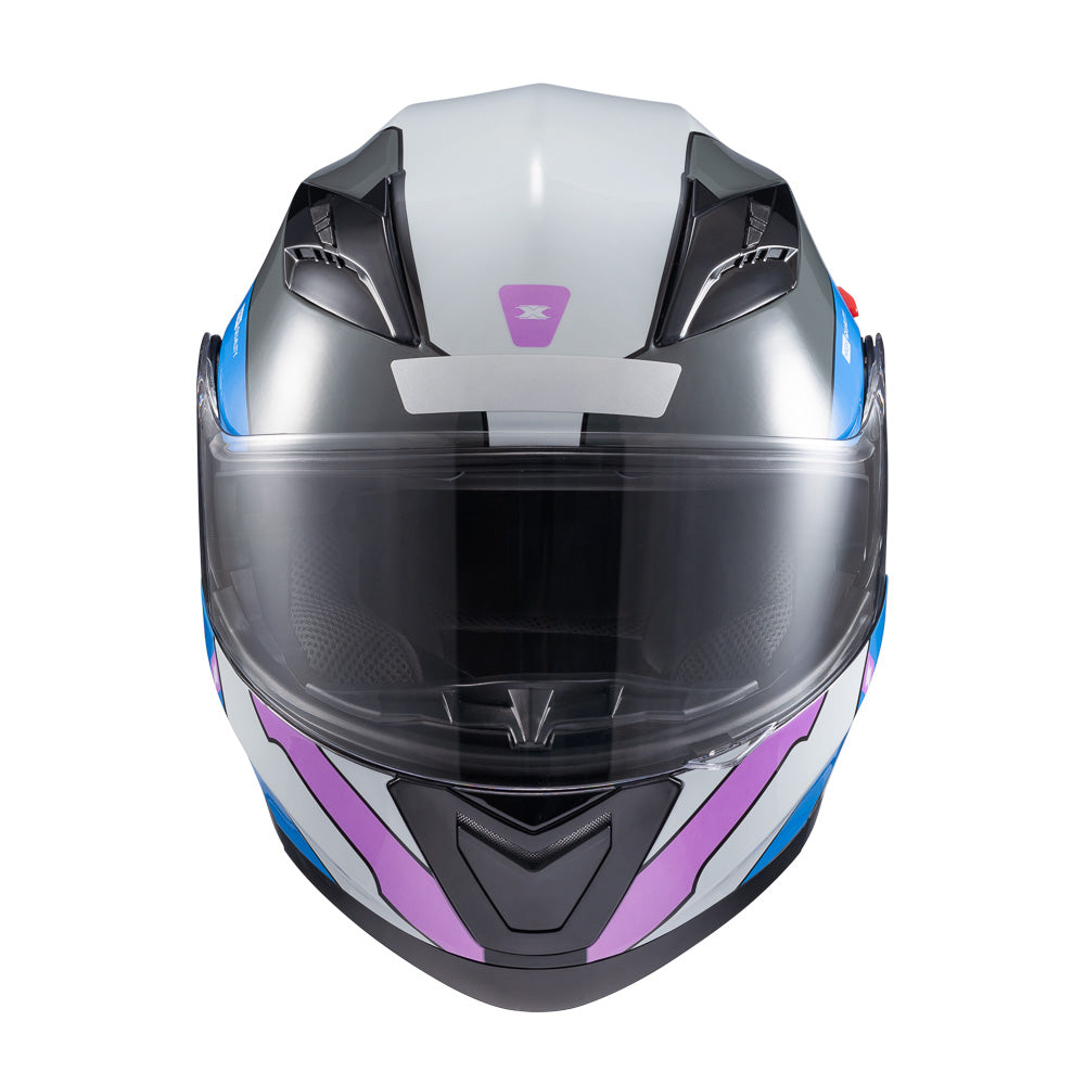 Capacete Texx Escamoteável Gladiator V3 Reisen Azul Rosa Branco Brilho – foto 2