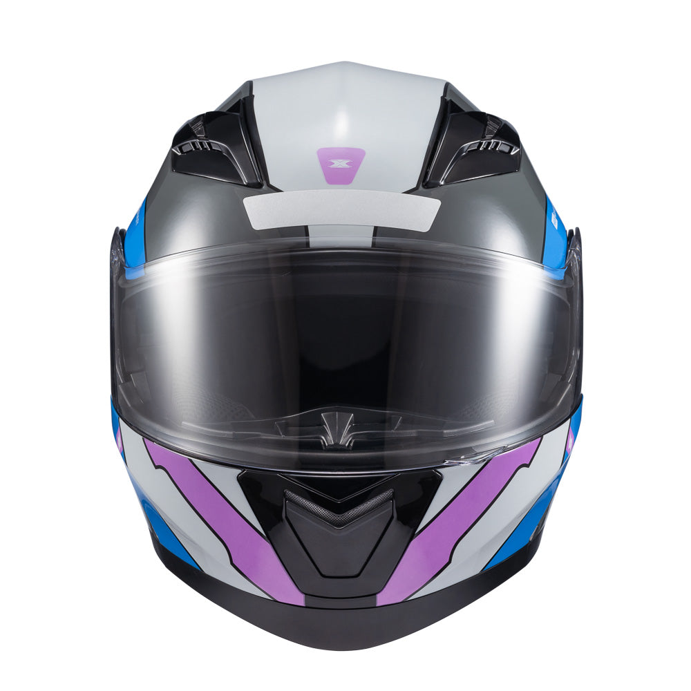 Capacete Texx Escamoteável Gladiator V3 Reisen Azul Rosa Branco Brilho