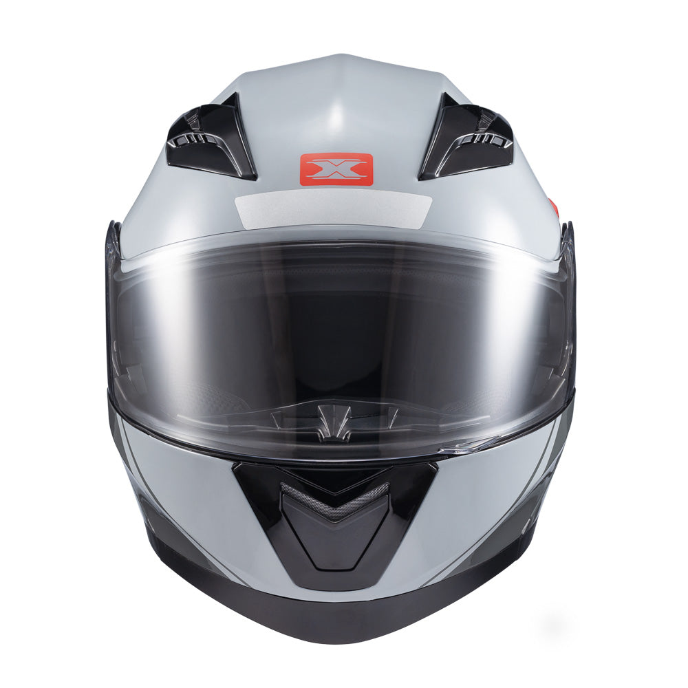 Capacete Texx Escamoteável Gladiator V3 Makan Cinza Vermelho Brilho – foto 1