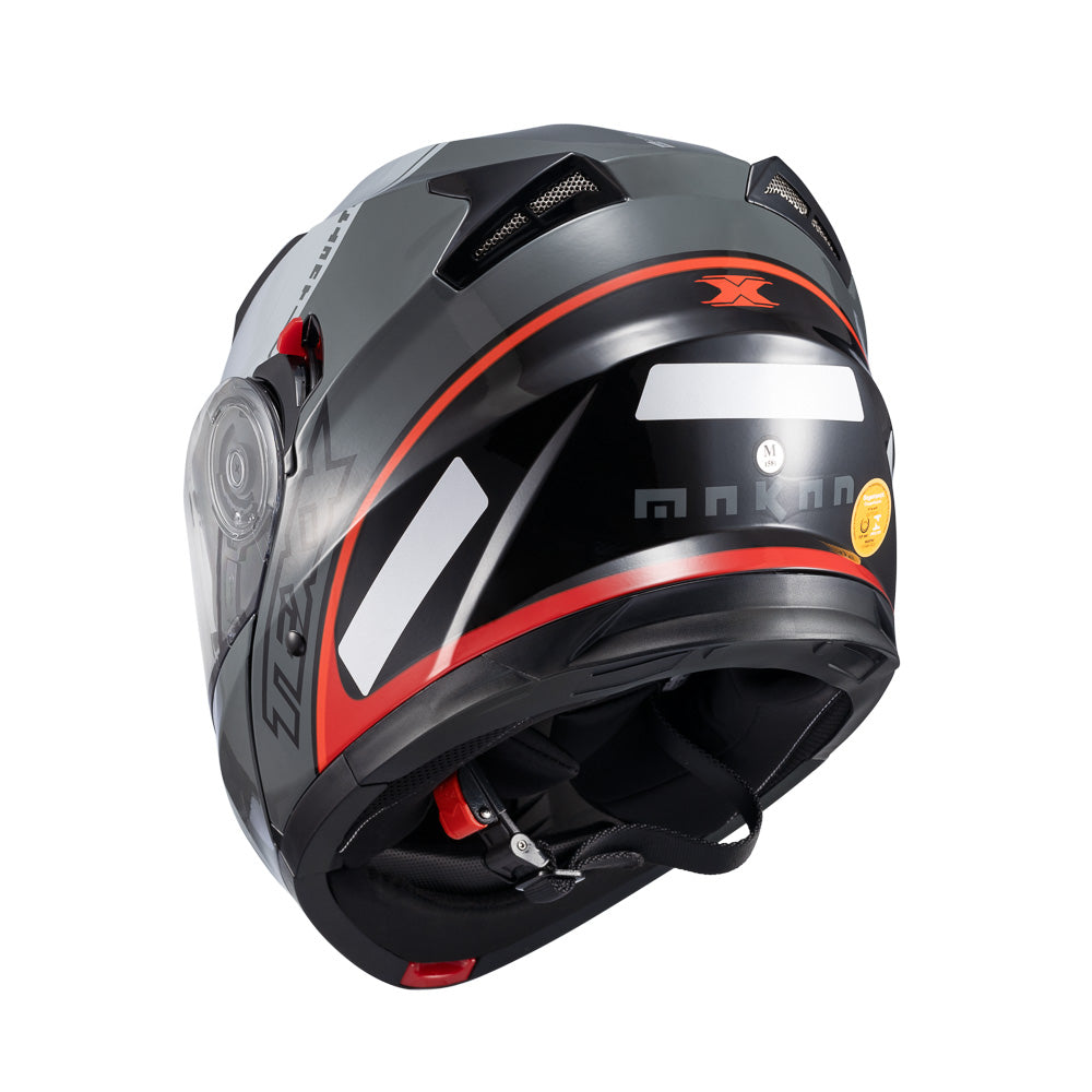Capacete Texx Escamoteável Gladiator V3 Makan Cinza Vermelho Brilho – foto 4
