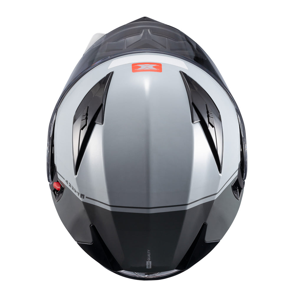 Capacete Texx Escamoteável Gladiator V3 Makan Cinza Vermelho Brilho – foto 6