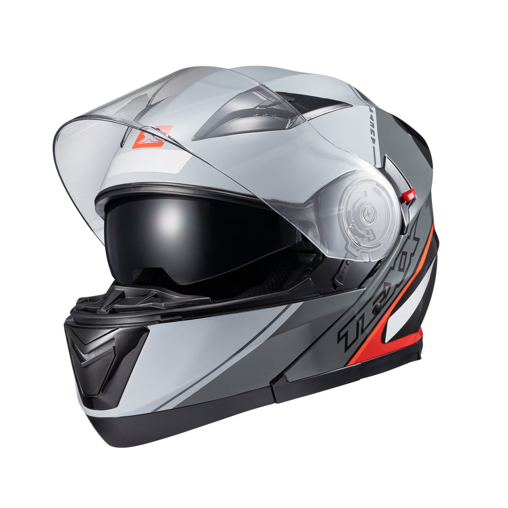 Capacete Texx Escamoteável Gladiator V3 Makan Cinza Vermelho Brilho – foto 8