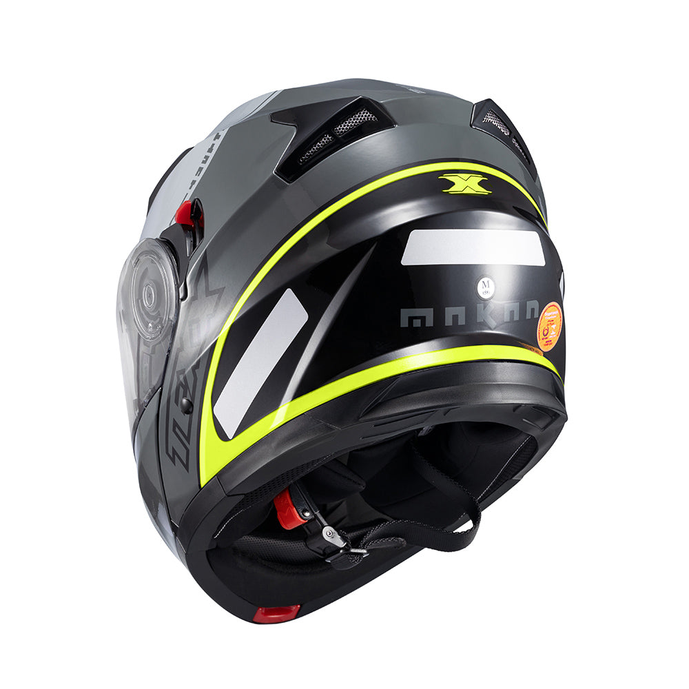 Capacete Texx Escamoteável Gladiator V3 Makan Cinza Verde Brilho – foto 4
