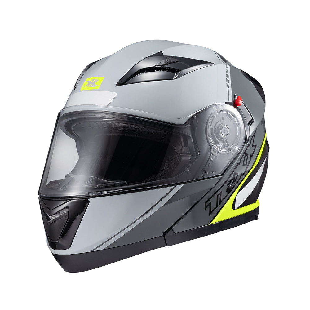 Capacete Texx Escamoteável Gladiator V3 Makan Cinza Verde Brilho – foto 7