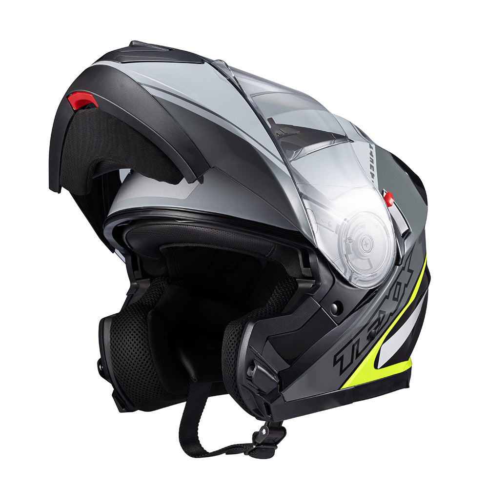 Capacete Texx Escamoteável Gladiator V3 Makan Cinza Verde Brilho – foto 10