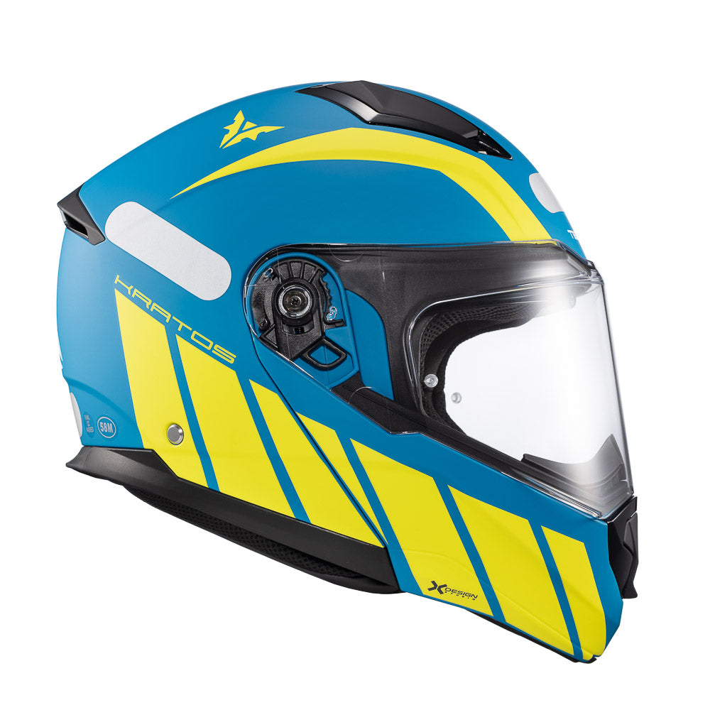 Capacete Texx Escamoteável Kratos Cyber Azul Verde Fosco – foto 2