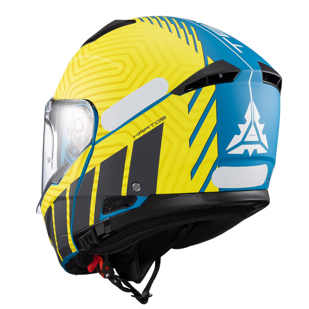 Capacete Texx Escamoteável Kratos Cyber Azul Verde Fosco – foto 3