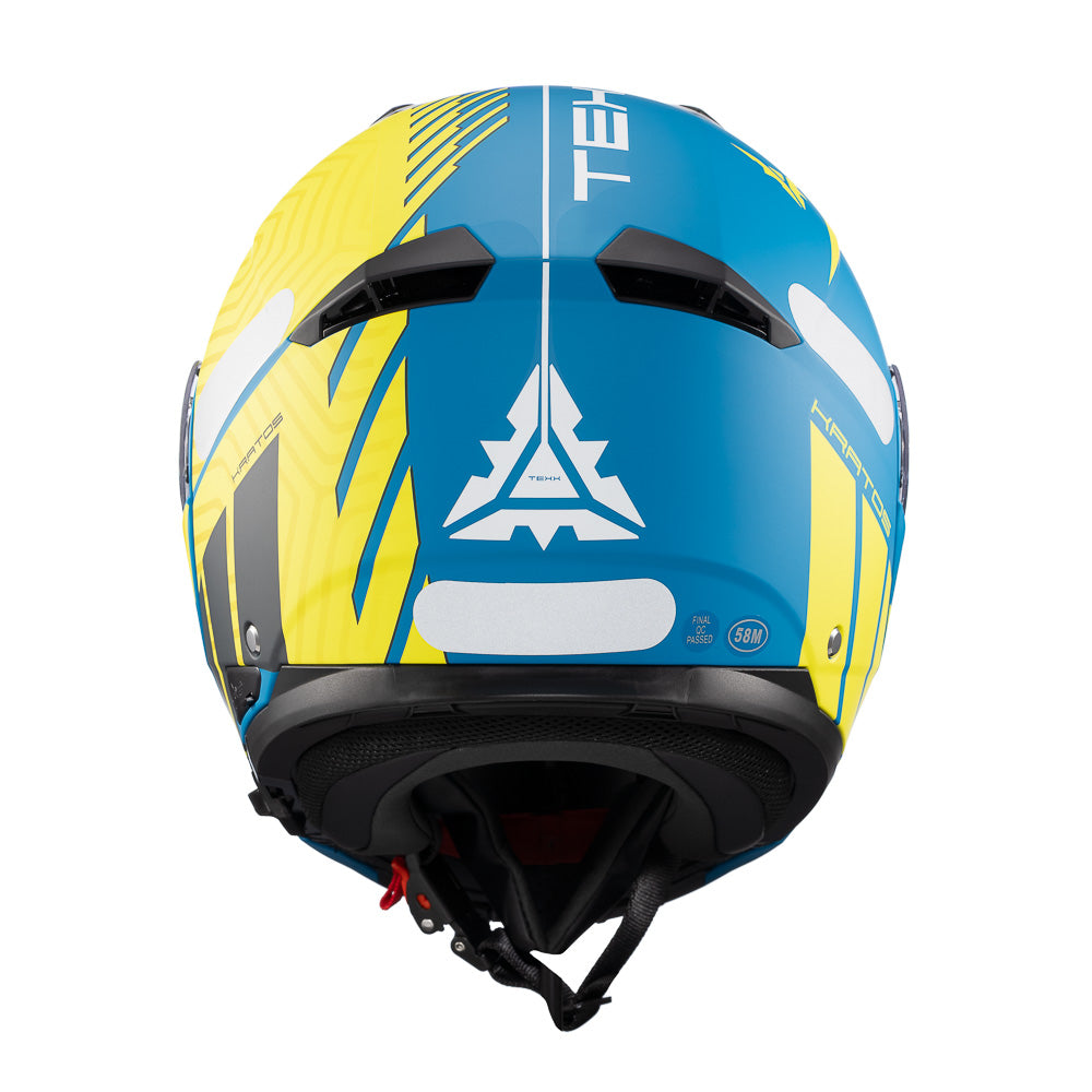 Capacete Texx Escamoteável Kratos Cyber Azul Verde Fosco – foto 4