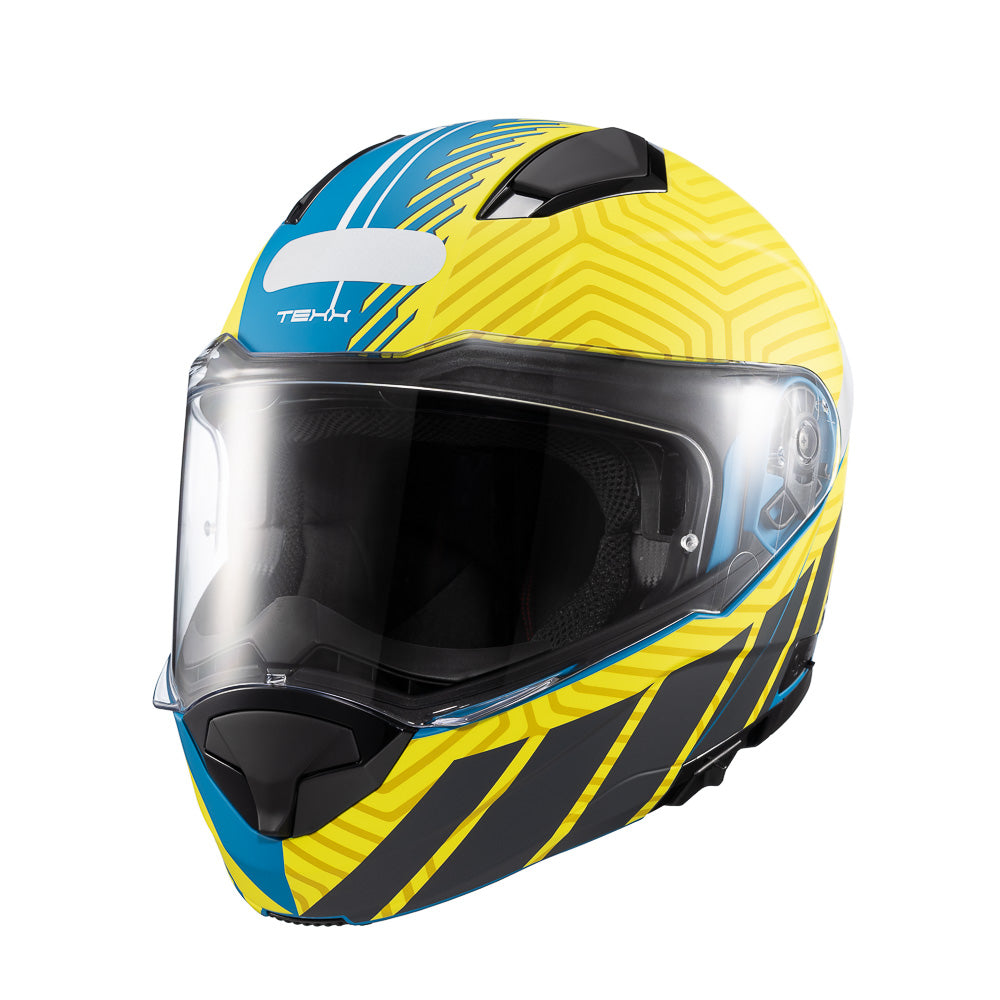 Capacete Texx Escamoteável Kratos Cyber Azul Verde Fosco – foto 5