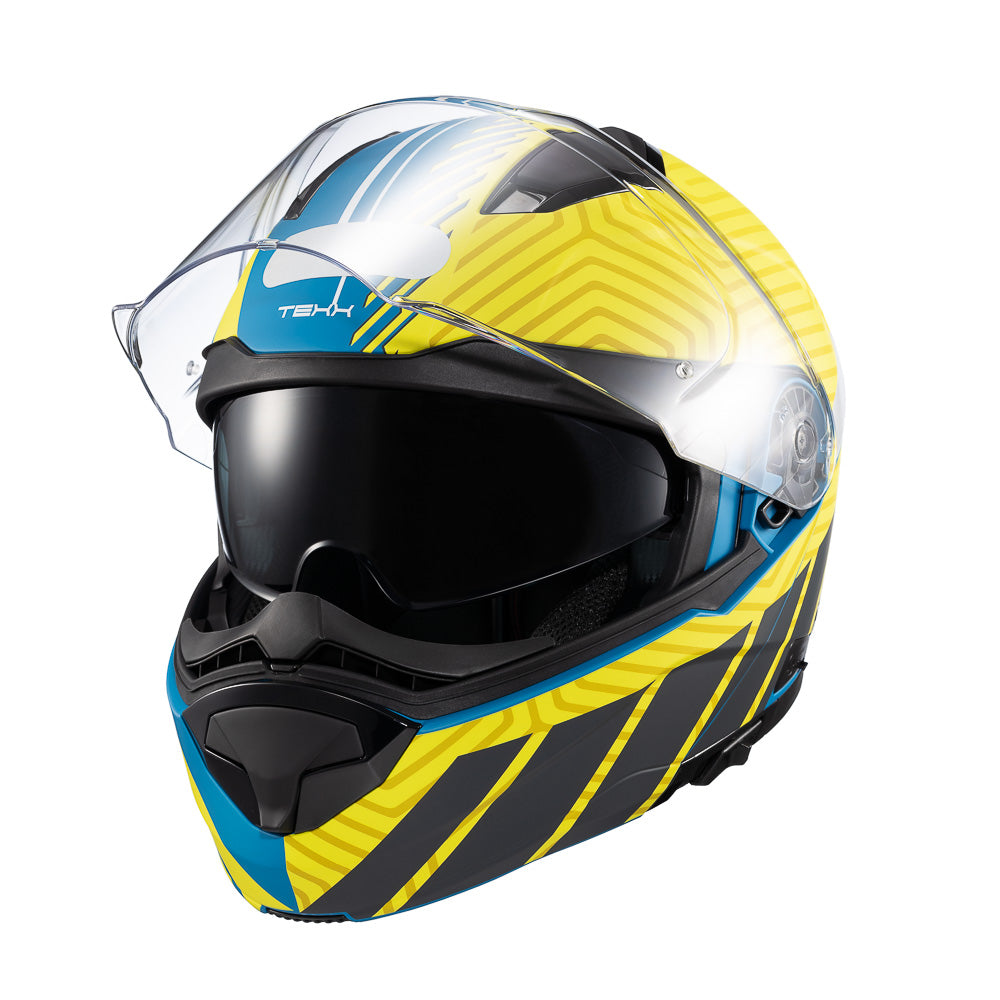 Capacete Texx Escamoteável Kratos Cyber Azul Verde Fosco – foto 6