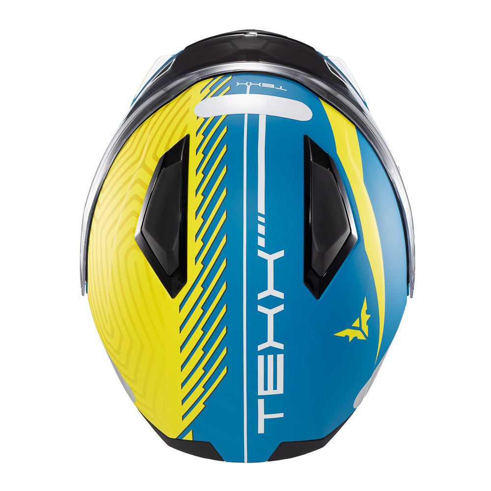Capacete Texx Escamoteável Kratos Cyber Azul Verde Fosco – foto 9