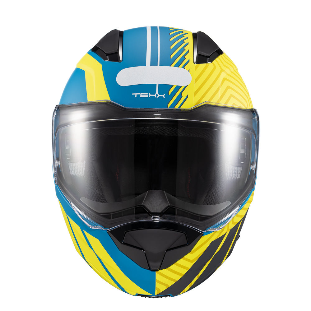 Capacete Texx Escamoteável Kratos Cyber Azul Verde Fosco
